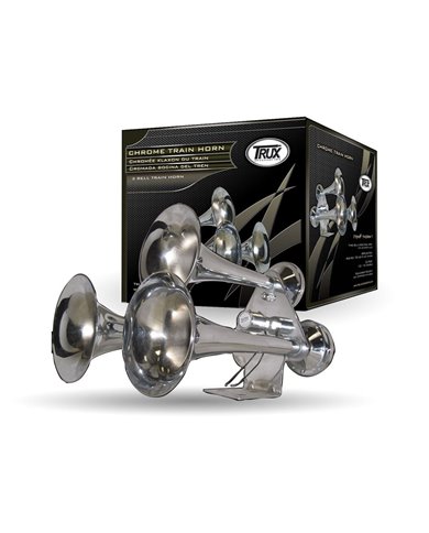 Compact Extra Loud 3 Bell Chrome Train Horn (130-135 Decibels) Compact Extra Loud 3 Bell Chrome Train Horn (130-135 Decibels)