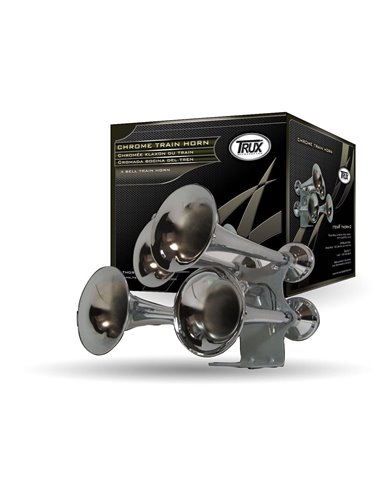Compact Extra Loud 4 Bell Chrome Train Horn (140-145 Decibels) Compact Extra Loud 4 Bell Chrome Train Horn (140-145 Decibels)