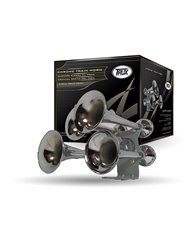 Compact Extra Loud 4 Bell Chrome Train Horn (140-145 Decibels)