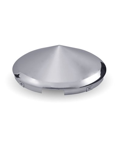 Chrome Metal Pointed Front Hubcap with 4 Notches Chrome Metal Pointed Front Hubcap with 4 Notches