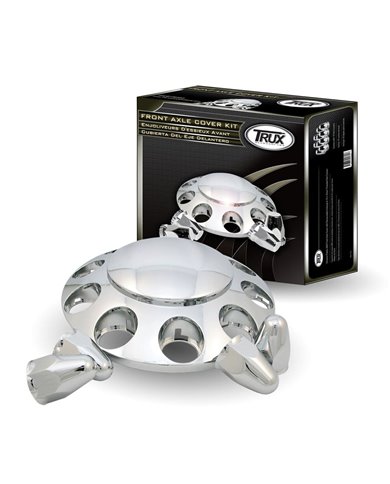 Chrome Plastic ABS Front Hub Cover with Removeable Hubcap & 10 x 33mm Threaded Nut Covers Chrome Plastic ABS Front Hub Cover with Removeable Hubcap & 10 x 33mm Threaded Nut Covers