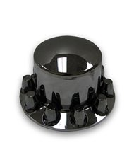 Black Chrome Plastic ABS Rear Hub Cover with Removeable Hubcap & 10 x 33mm Threaded Nut Covers Black Chrome Plastic ABS Rear Hub Cover with Removeable Hubcap & 10 x 33mm Threaded Nut Covers
