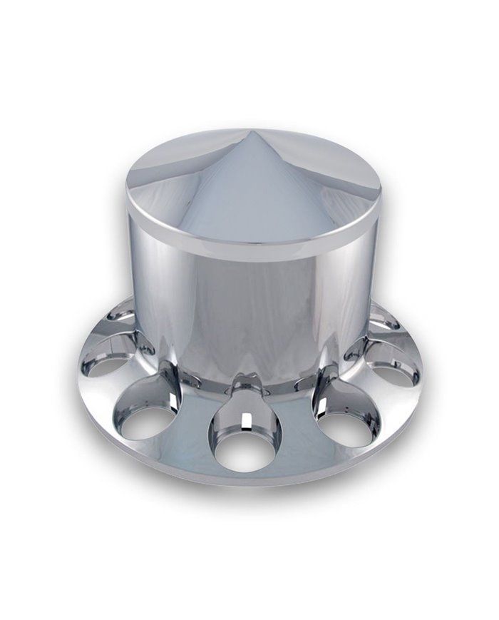 Chrome Plastic ABS Rear Hub Cover with Removeable Pointed Hubcap & 10 Holes for Nut Cover of Choice