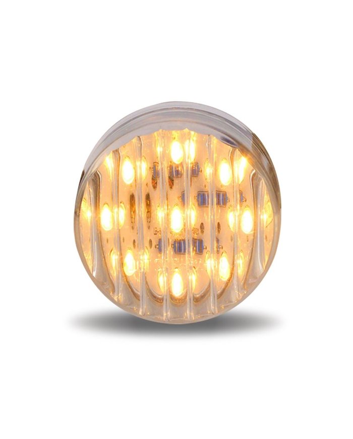 2 1/2" Round Clear Ribbed Amber LED (13 Diodes)" 2 1/2" Round Clear Ribbed Amber LED (13 Diodes)"