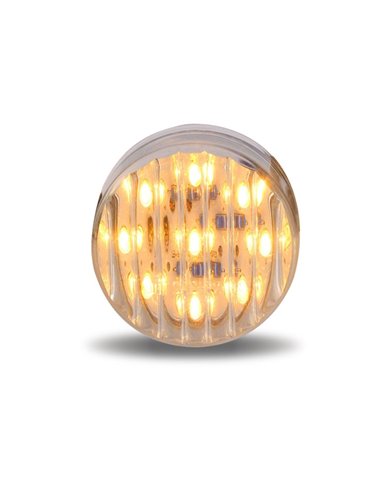 2" Round Clear Ribbed Amber LED (9 Diodes)" 2" Round Clear Ribbed Amber LED (9 Diodes)"