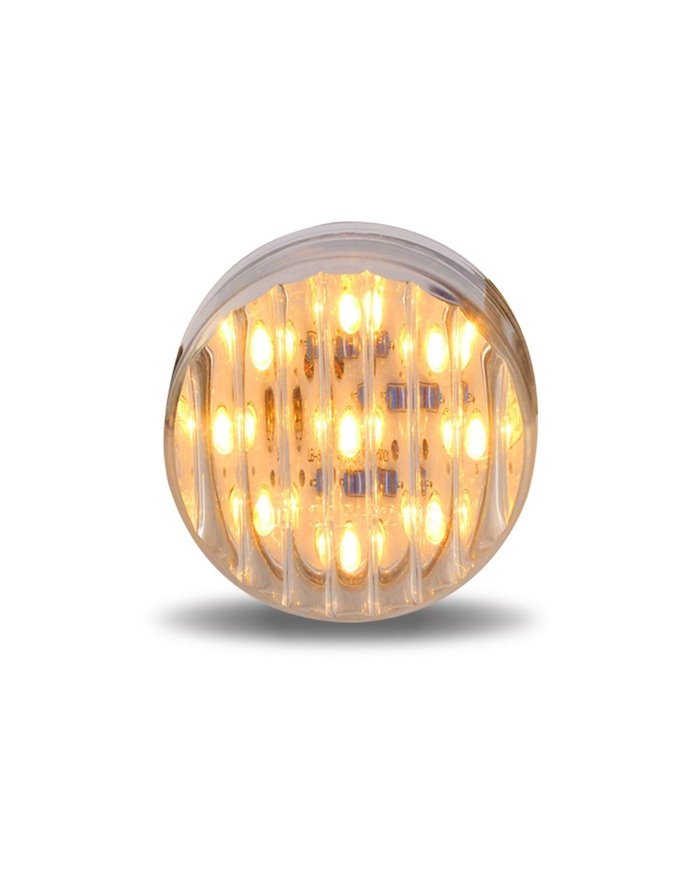 2" Round Clear Ribbed Amber LED (9 Diodes)" 2" Round Clear Ribbed Amber LED (9 Diodes)"