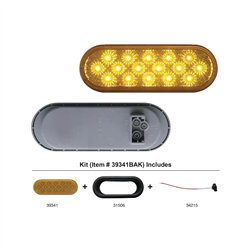 UP39341BAK-16 LED 6" Oval Reflector Turn Signal Light Kit - Amber LED/Amber Lens