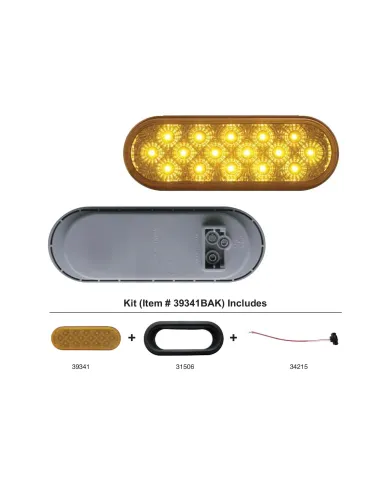 UP39341BAK-16 LED 6" Oval Reflector Turn Signal Light Kit - Amber LED/Amber Lens