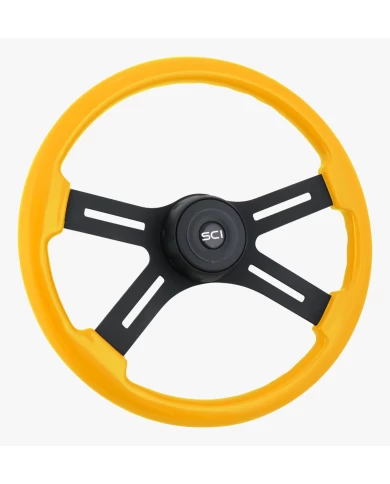 SCI444301577004 - 18" Classic Yellow Painted Wood Rim w/ Resin Overcoat, Black Powder Coated SCI444301577004 - 18" Classic Yellow Painted Wood Rim w/ Resin Overcoat, Black Powder Coated