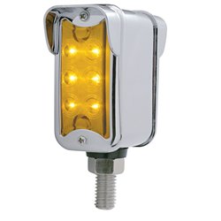 UP39419-12 LED Dual Function Double Face Light W/Visor - Vertical Mount - Amber & Red LED/ Amber & Red Lens