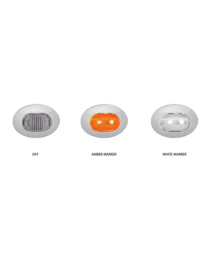 Mini Oval Button Dual Revolution Amber/White LED Mini Oval Button Dual Revolution Amber/White LED