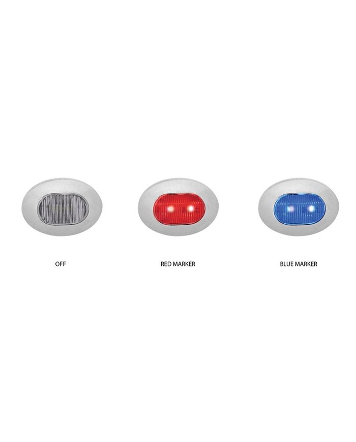 Mini Oval Button Dual Revolution Red/Blue LED Mini Oval Button Dual Revolution Red/Blue LED