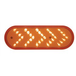 UP39476-35 LED 6" Reflector Oval Sequential Turn Signal Light - Red LED/Red Lens