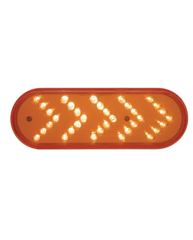 UP39476-35 LED 6" Reflector Oval Sequential Turn Signal Light - Red LED/Red Lens