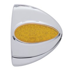 UP39500-39 LED Teardrop Headlight Turn Signal Light Cover For Peterbilt - Amber LED/Amber Lens