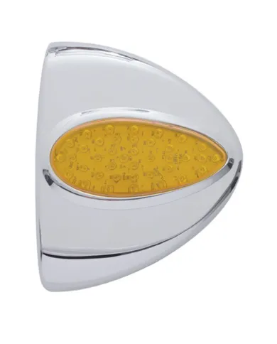 UP39500-39 LED Teardrop Headlight Turn Signal Light Cover For Peterbilt - Amber LED/Amber Lens