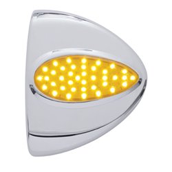 UP39500-39 LED Teardrop Headlight Turn Signal Light Cover For Peterbilt - Amber LED/Amber Lens
