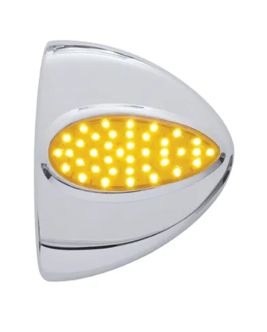 UP39500-39 LED Teardrop Headlight Turn Signal Light Cover For Peterbilt - Amber LED/Amber Lens