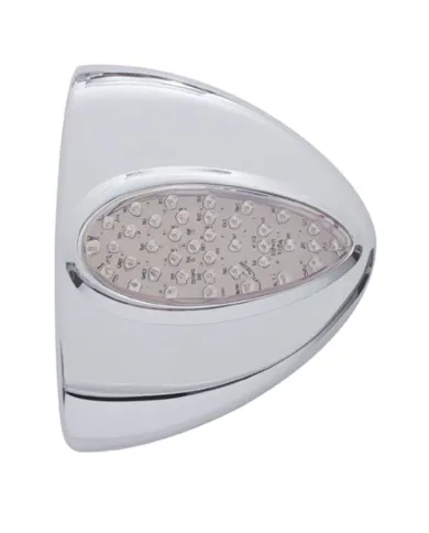 UP39501-39 LED Teardrop Headlight Turn Signal Light Cover For Peterbilt - Amber LED/Clear Lens