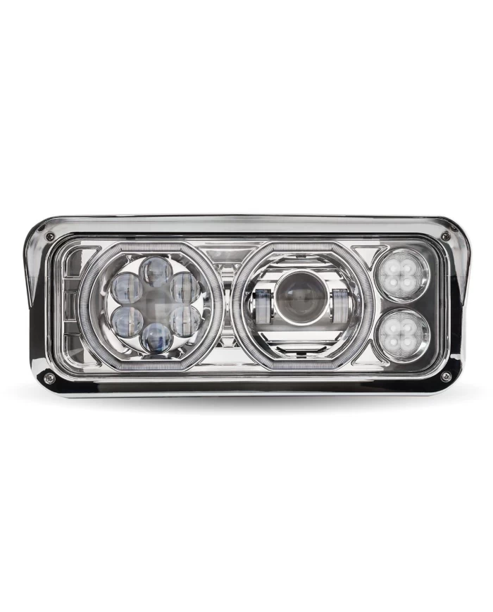 Rectangular Halo LED Projector Headlight Assembly - Chrome (Driver Side) Rectangular Halo LED Projector Headlight Assembly - Chrome (Driver Side)
