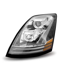 Volvo VNL Incandescent Headlight Assembly with LED - Runnig Light / Turn Signal - Chrome (Driver Side)