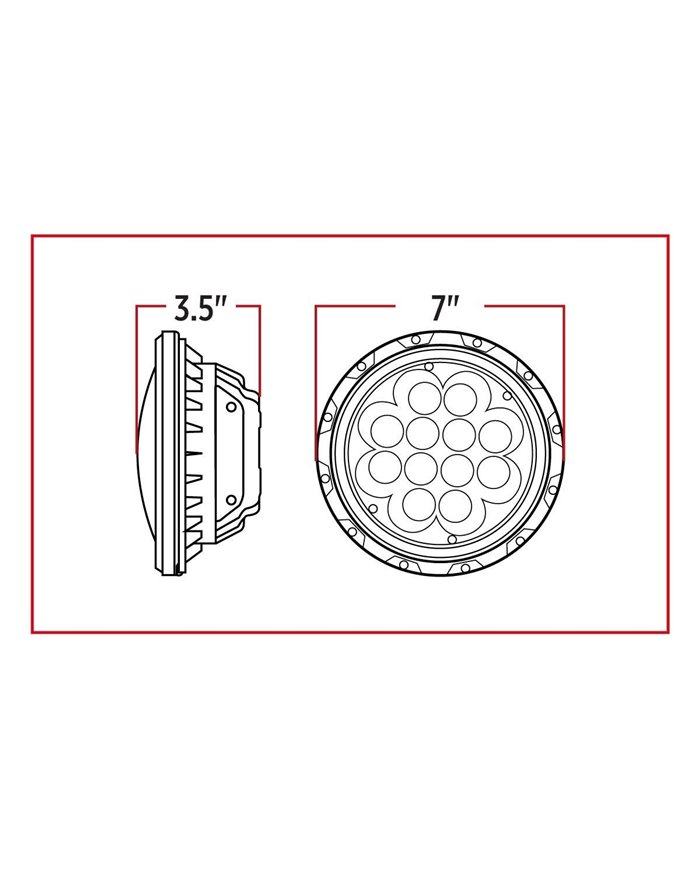 7" Round Economy LED Headlight with Adapter Plug (3000 Lumens) - Not DOT Approved 7" Round Economy LED Headlight with Adapter Plug (3000 Lumens) - Not DOT Approved
