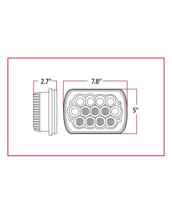 5" x 7" Square Economy LED Headlight with Adapter Plug (1900 Lumens) - Not DOT Approved 5" x 7" Square Economy LED Headlight with Adapter Plug (1900 Lumens) - Not DOT Approved