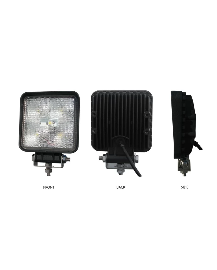 Universal White Square Work Light - Clear Lens - Black Housing (5 Diodes) Universal White Square Work Light - Clear Lens - Black Housing (5 Diodes)