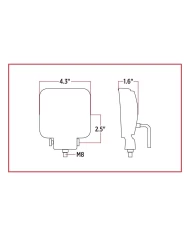 Universal White Square Work Light - Clear Lens - Black Housing (5 Diodes) Universal White Square Work Light - Clear Lens - Black Housing (5 Diodes)