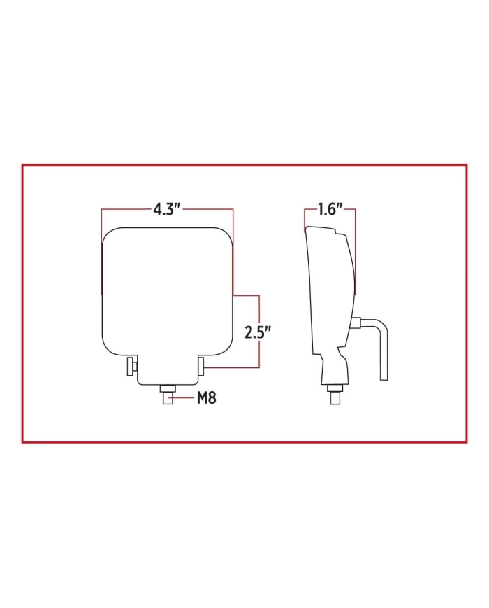 Universal White Square Spot Work Light - Clear Lens - Black Housing (5 Diodes) - 500 Lumens Universal White Square Spot Work Light - Clear Lens - Black Housing (5 Diodes) - 500 Lumens