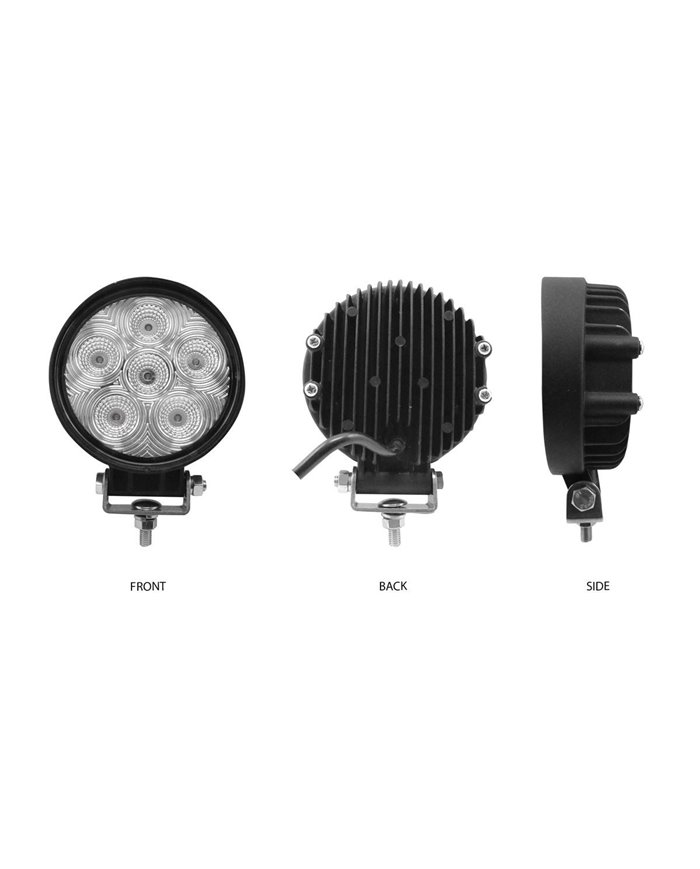 Universal White Round Work Light with Flood Beam - Clear Lens - Black Housing (6 Diodes) - 2400 Lumens Universal White Round Work Light with Flood Beam - Clear Lens - Black Housing (6 Diodes) - 2400 Lumens