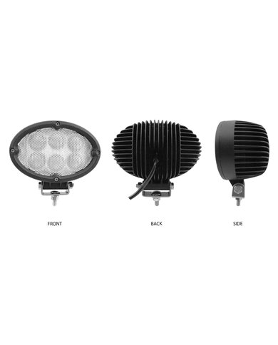 Universal White Cree Oval Flood Work Light - Clear Lens - Black Housing (6 Diodes) - 5400 Lumens Universal White Cree Oval Flood Work Light - Clear Lens - Black Housing (6 Diodes) - 5400 Lumens