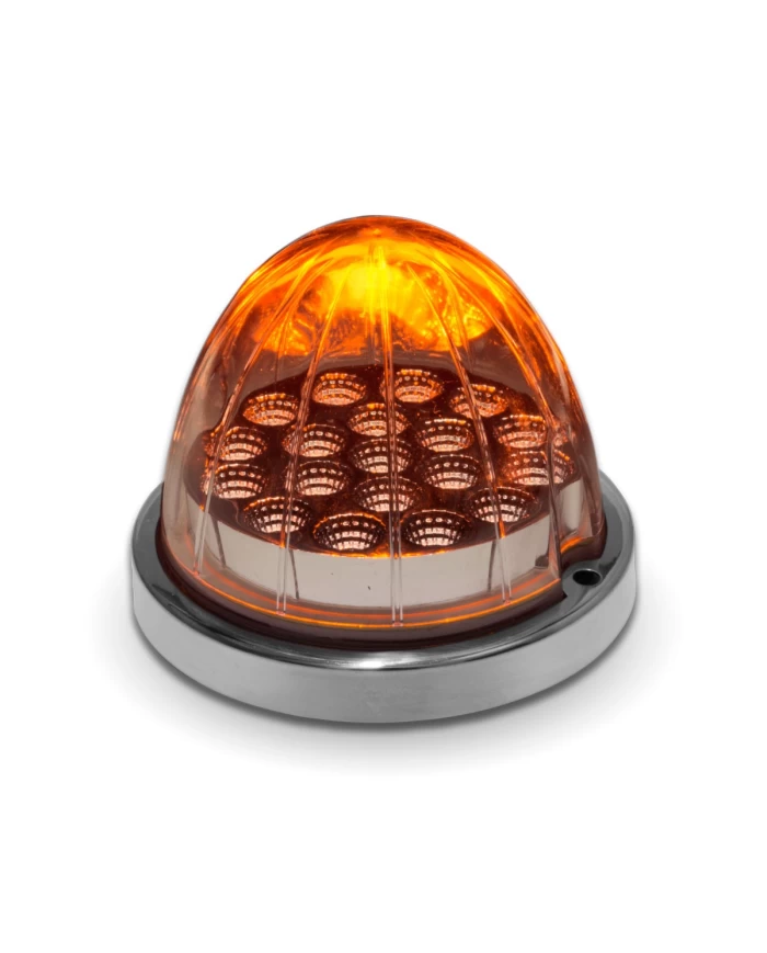 Clear Amber Watermelon LED with Reflector Cup & Lock Ring (19 Diodes) Clear Amber Watermelon LED with Reflector Cup & Lock Ring (19 Diodes)