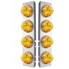 UP39628-SS Front Air Cleaner Bracket W/8X 17 Amber LED Refl. Watermelon Lights & SS Bezels For Peterbilt-Amber Lens (P