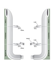 60" Curved Top Stacks, 55" Spools, 90° 6"-5" Elbows, Clamps, Lower Brackets & Bushings 60" Curved Top Stacks, 55" Spools, 90° 6"-5" Elbows, Clamps, Lower Brackets & Bushings