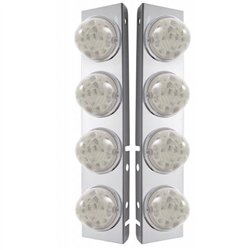 UP39629-SS Front Air Cleaner Bracket W/8X 17 Amber LED Refl. Watermelon Lights & SS Bezels For Peterbilt-Clear Lens (P