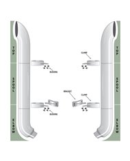 54" Curved Top Stacks, 55" Spools, 58° 6"-5" Elbows, Clamps, Lower Brackets & Bushings 54" Curved Top Stacks, 55" Spools, 58° 6"-5" Elbows, Clamps, Lower Brackets & Bushings