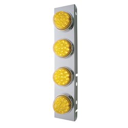 UP39630-SS Front Air Cleaner Bracket With 8X 17 Amber LED Reflector Lights & SS Bezels For Peterbilt-Amber Lens