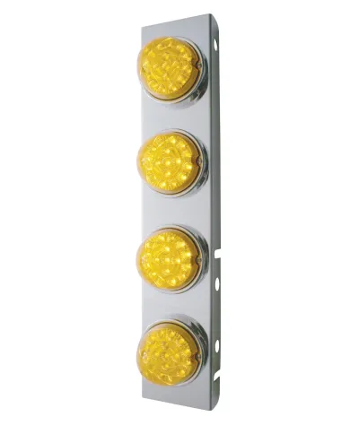 UP39630-SS Front Air Cleaner Bracket With 8X 17 Amber LED Reflector Lights & SS Bezels For Peterbilt-Amber Lens