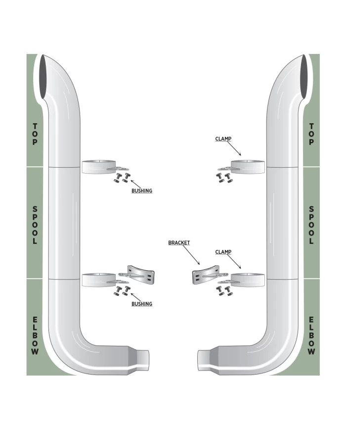 60" Bullhorn Stack, 52" Spool & 8"-5" Elbow 60" Bullhorn Stack, 52" Spool & 8"-5" Elbow