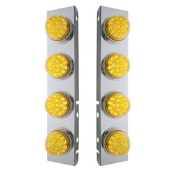 UP39630-SS Front Air Cleaner Bracket With 8X 17 Amber LED Reflector Lights & SS Bezels For Peterbilt-Amber Lens