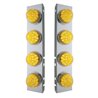 UP39630-SS Front Air Cleaner Bracket With 8X 17 Amber LED Reflector Lights & SS Bezels For Peterbilt-Amber Lens