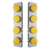 UP39632-SS Front Air Cleaner Bracket With 8X 17 Amber LED Dual Function Reflector Lights & SS Bezels For Peterbilt-Amb