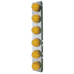 UP39634-SS Front Air Cleaner Bracket W/12X 17 Amber LED Refl. Watermelon Lights & SS Bezels For Peterbilt-Amber Lens (