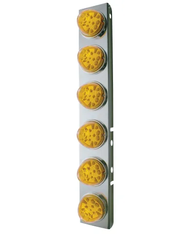UP39634-SS Front Air Cleaner Bracket W/12X 17 Amber LED Refl. Watermelon Lights & SS Bezels For Peterbilt-Amber Lens (