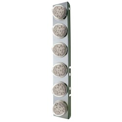UP39635-SS Front Air Cleaner Bracket W/12X 17 Amber LED Refl. Watermelon Lights & SS Bezels For Peterbilt-Clear Lens (
