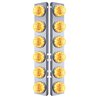 UP39635-SS Front Air Cleaner Bracket W/12X 17 Amber LED Refl. Watermelon Lights & SS Bezels For Peterbilt-Clear Lens (