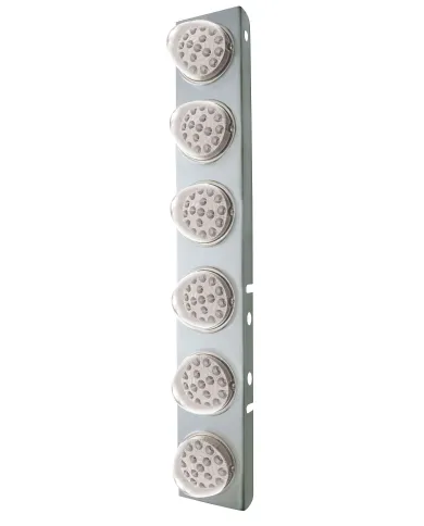 UP39637-SS Front Air Cleaner Bracket With 12X 17 Amber LED Reflector Lights & SS Bezels For Peterbilt-Clear Lens