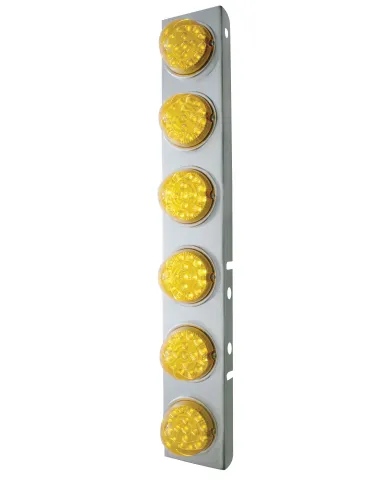 UP39638-SS Front Air Cleaner Bracket With 12X 17 Amber LED Dual Function Reflector Lights & SS Bezels For Peterbilt-Am