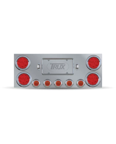 Stainless Steel Rear Center Panel with 4 X 4ö & 5 X 2 ?ö & 2 License LEDs Stainless Steel Rear Center Panel with 4 X 4ö & 5 X 2 ?ö & 2 License LEDs